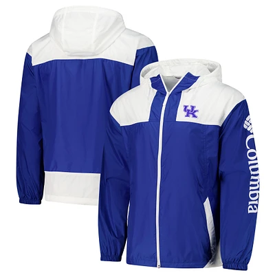 Coupe-vent entièrement zippé Columbia Royal Kentucky Wildcats Flash Challenger II Omni-Shade pour homme