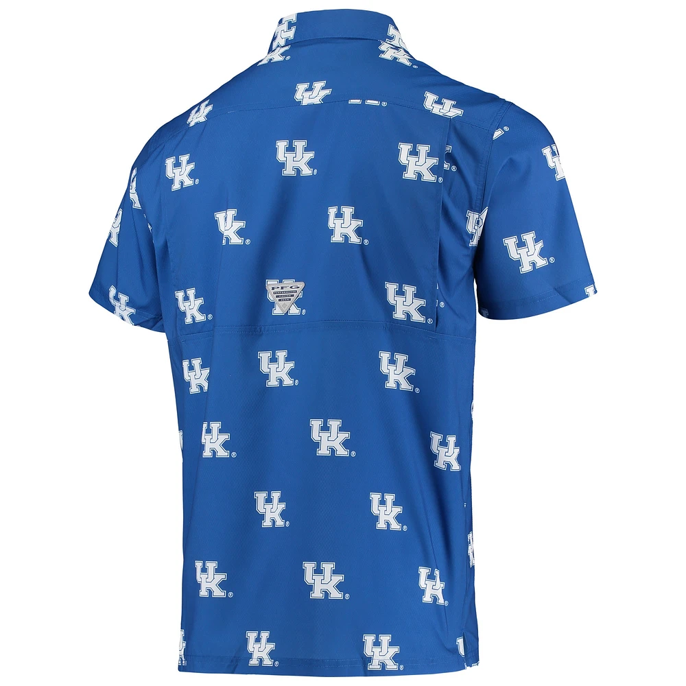 Men's Columbia Royal Kentucky Wildcats Super Slack Tide Omni-Shade Button-Up Shirt