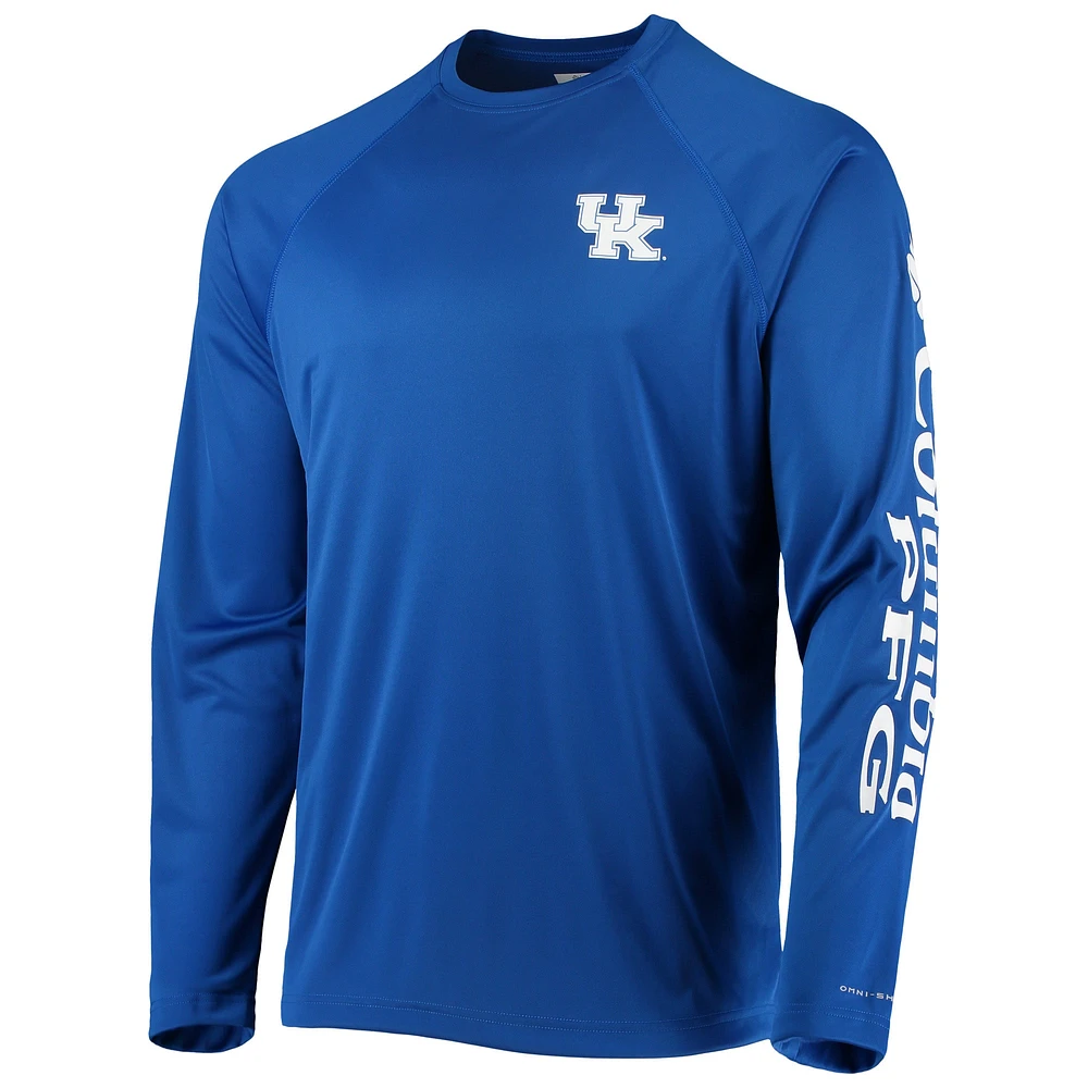 T-shirt à manches longues raglan Columbia Royal Kentucky Wildcats Terminal Tackle Omni-Shade pour homme