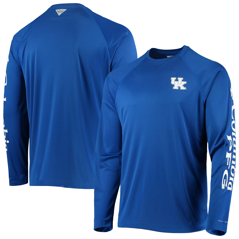 T-shirt à manches longues raglan Columbia Royal Kentucky Wildcats Terminal Tackle Omni-Shade pour homme