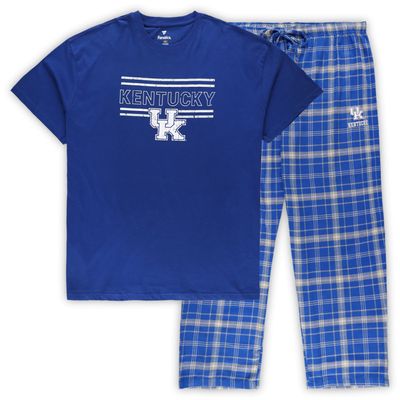 Men's Concepts Sport Royal/Gray Kentucky Wildcats Big & Tall Plaid Pants Sleep Set