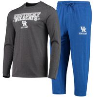 Men's Concepts Sport Royal/Heathered Charcoal Kentucky Wildcats Meter Long Sleeve T-Shirt & Pants Sleep Set