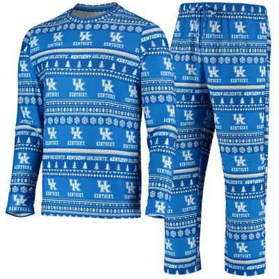 Kentucky Wildcats Concepts Sport Ugly Sweater Knit Long Sleeve Top and Pant Set - Royal