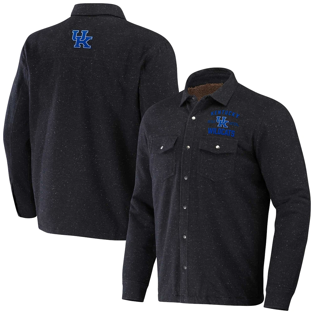 Men's Darius Rucker Collection by Fanatics  Heather Charcoal Kentucky Wildcats Sherpa-Lined Full-Snap Shacket