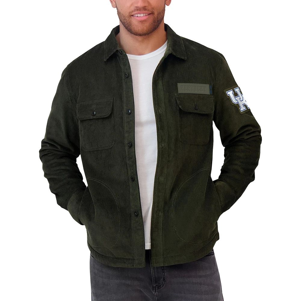 Veste-chemise en velours côtelé pour homme de la collection Darius Rucker Fanatics, couleur olive, Kentucky Wildcats