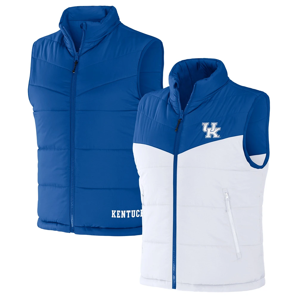 Collection Darius Rucker pour hommes par Fanatics Royal/White Kentucky Wildcats Gilet réversible à fermeture éclair intégrale et blocs de couleurs