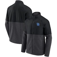 Men's Fanatics Black/Heathered Charcoal Kentucky Wildcats Durable Raglan Full-Zip Jacket