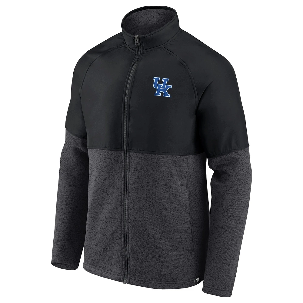 Men's Fanatics Black/Heathered Charcoal Kentucky Wildcats Durable Raglan Full-Zip Jacket