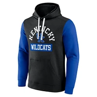Men's Fanatics  Black Kentucky Wildcats Color Block Fleece Pullover Hoodie