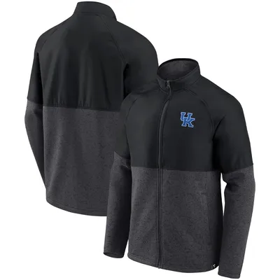 Kentucky Wildcats Fanatics Branded Durable Raglan Full-Zip Jacket - Black/Heathered Charcoal