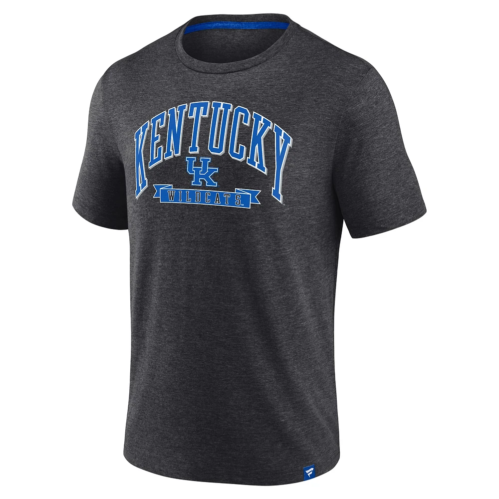T-shirt classique à imprimé bloc central Fanatics Heather Charcoal Kentucky Wildcats pour homme