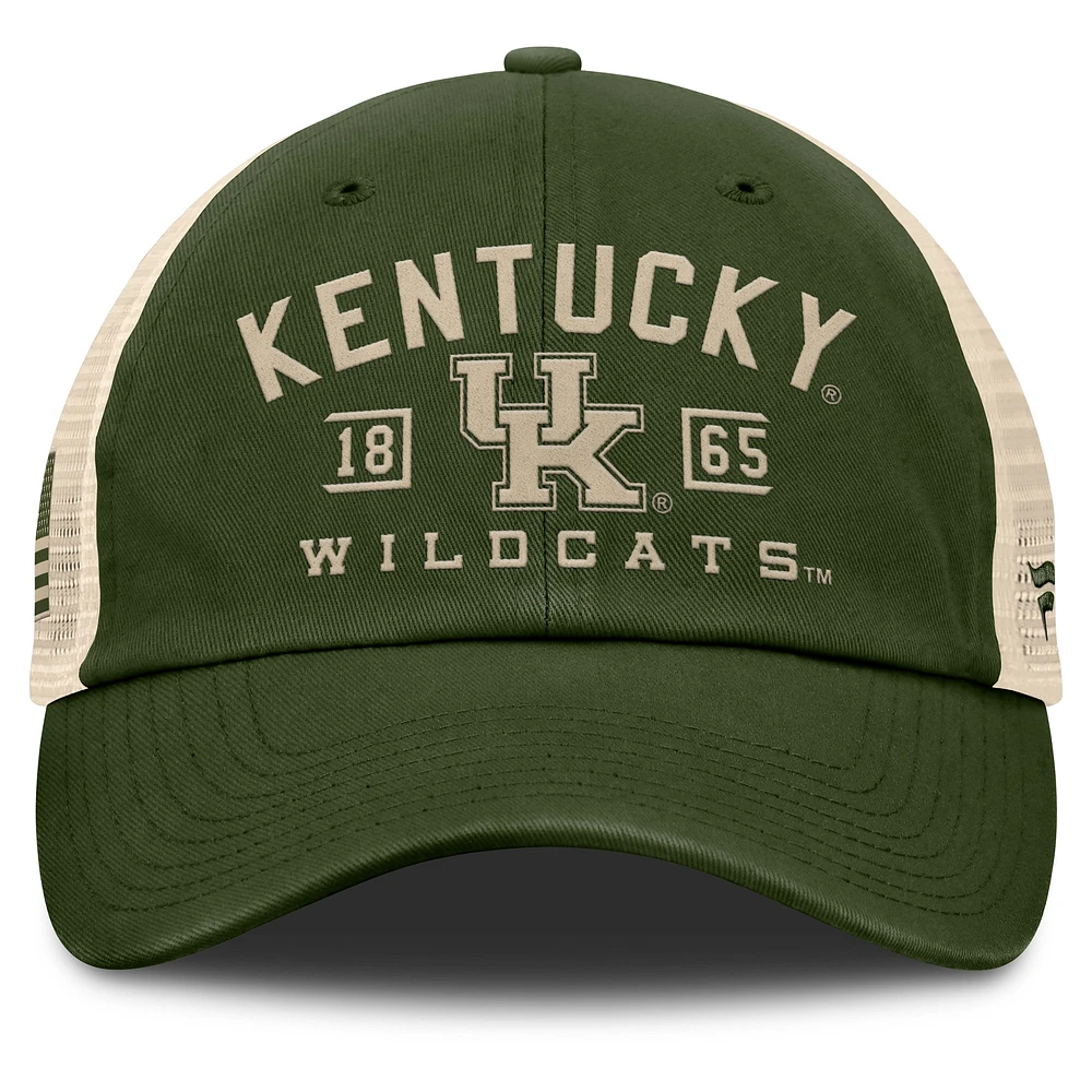 Men's Fanatics Olive Kentucky Wildcats OHT Military Appreciation Frontier Trucker Adjustable Hat