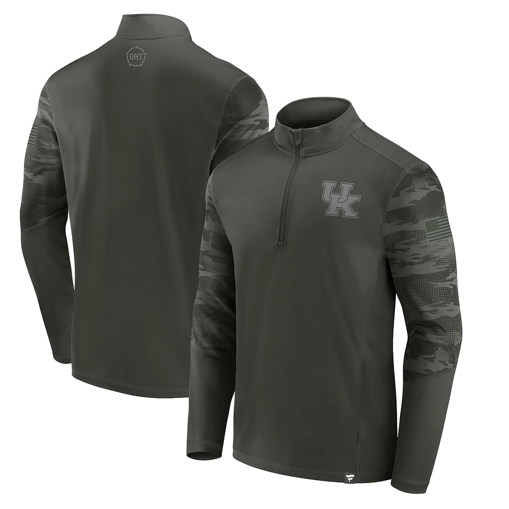 Men's Fanatics Olive Kentucky Wildcats OHT Military Appreciation Guardian Quarter-Zip Top