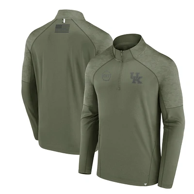 Men's Fanatics Olive Kentucky Wildcats OHT Military Appreciation Titan Raglan Quarter-Zip Jacket