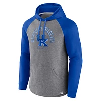 Men's Fanatics Royal/Heather Gray Kentucky Wildcats Wrap Up Raglan Pullover Hoodie