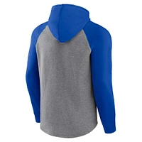 Men's Fanatics Royal/Heather Gray Kentucky Wildcats Wrap Up Raglan Pullover Hoodie