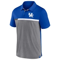 Polo Fanatics Royal/Gris chiné Kentucky Wildcats Split Block Color pour hommes