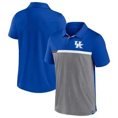 Polo Fanatics Royal/Gris chiné Kentucky Wildcats Split Block Color pour hommes