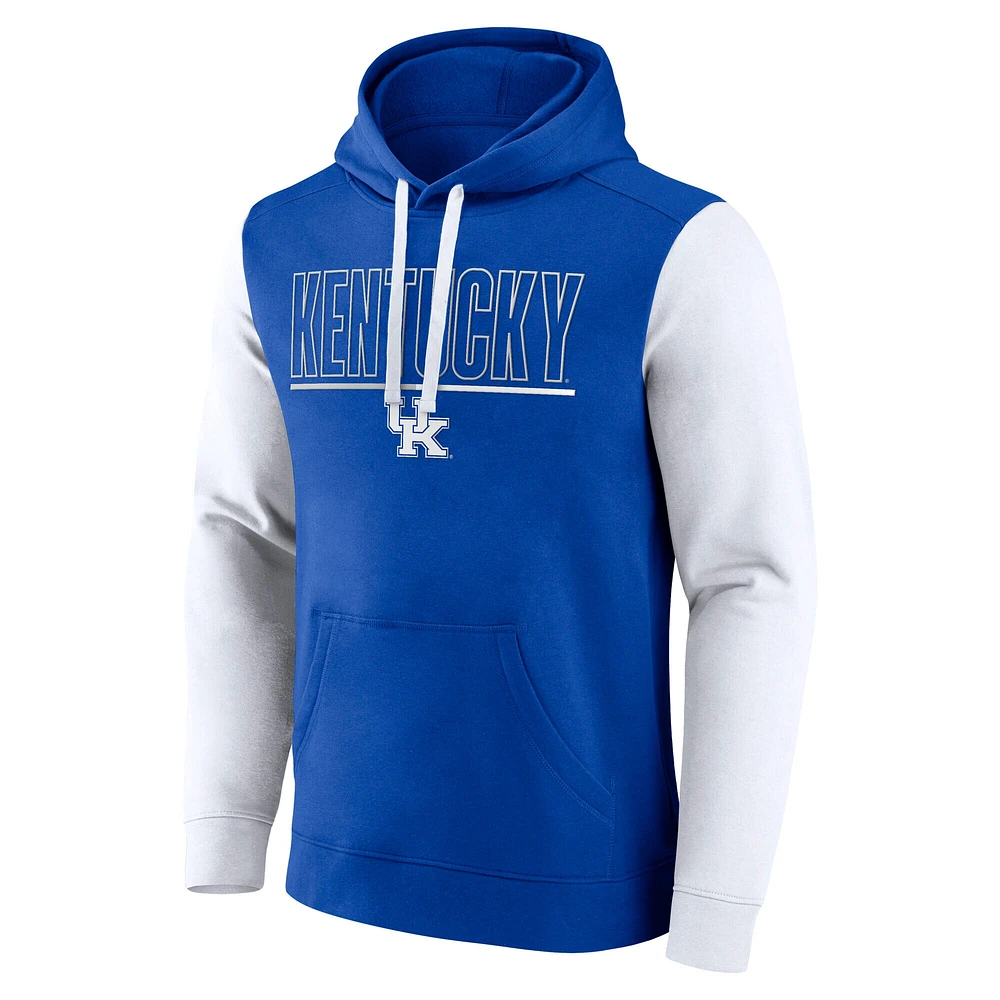 Sweat à capuche enfiler Fanatics Royal/White Kentucky Wildcats Outline pour homme