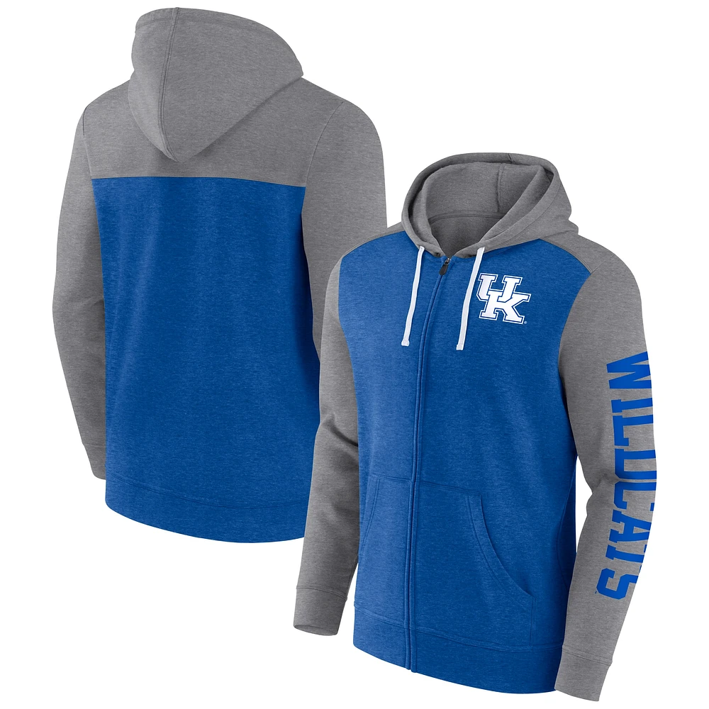 Sweat à capuche entièrement zippé Royal Kentucky Wildcats Down and Distance pour hommes Fanatics