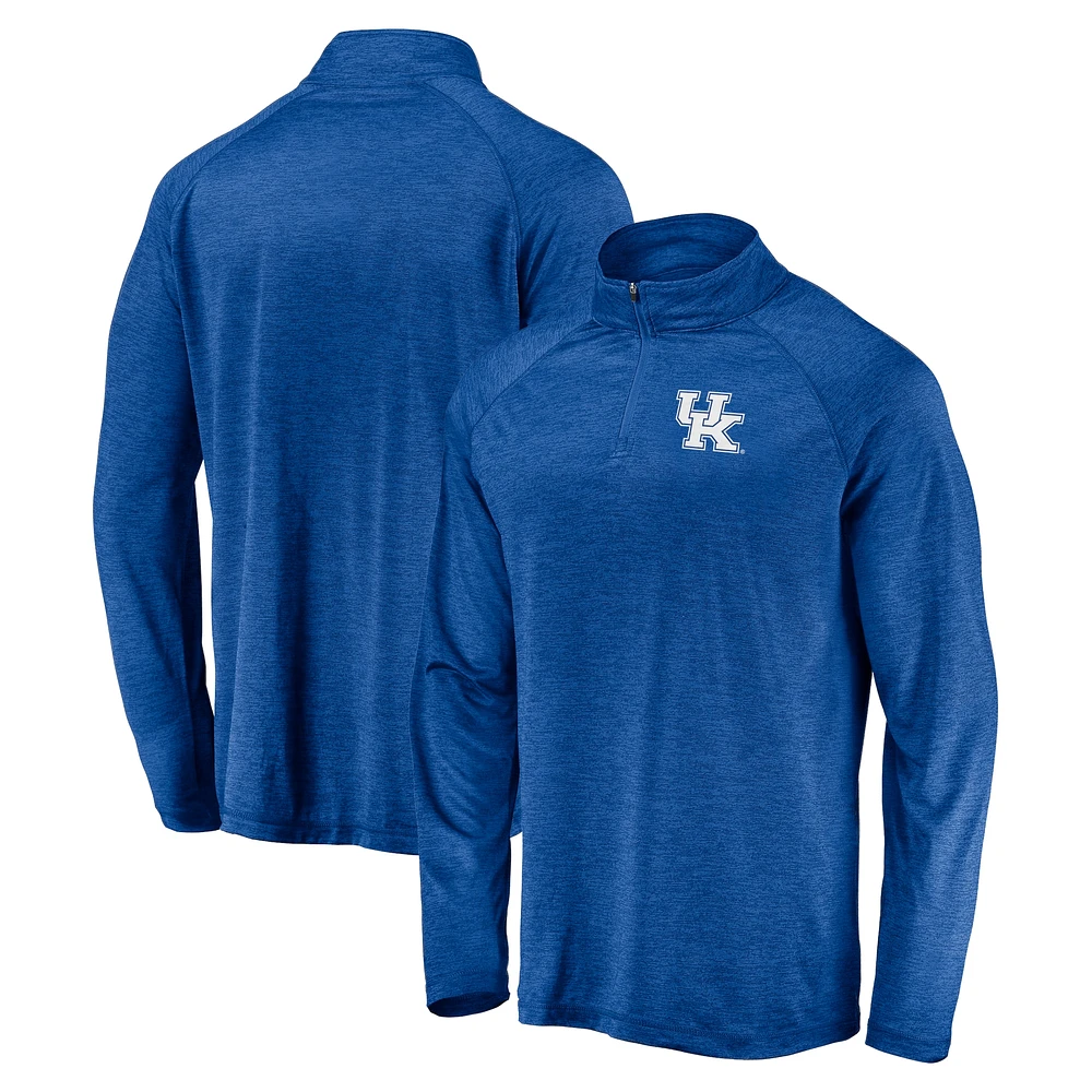 Haut léger à quart de fermeture éclair raglan strié Fanatics Royal Kentucky Wildcats pour hommes