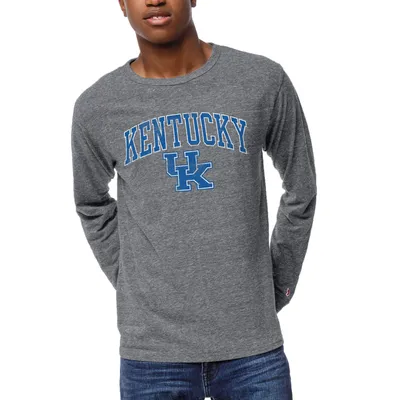 Kentucky Wildcats League Collegiate Wear 1965 Victory Falls Long Sleeve Tri-Blend T-Shirt - Heather Gray