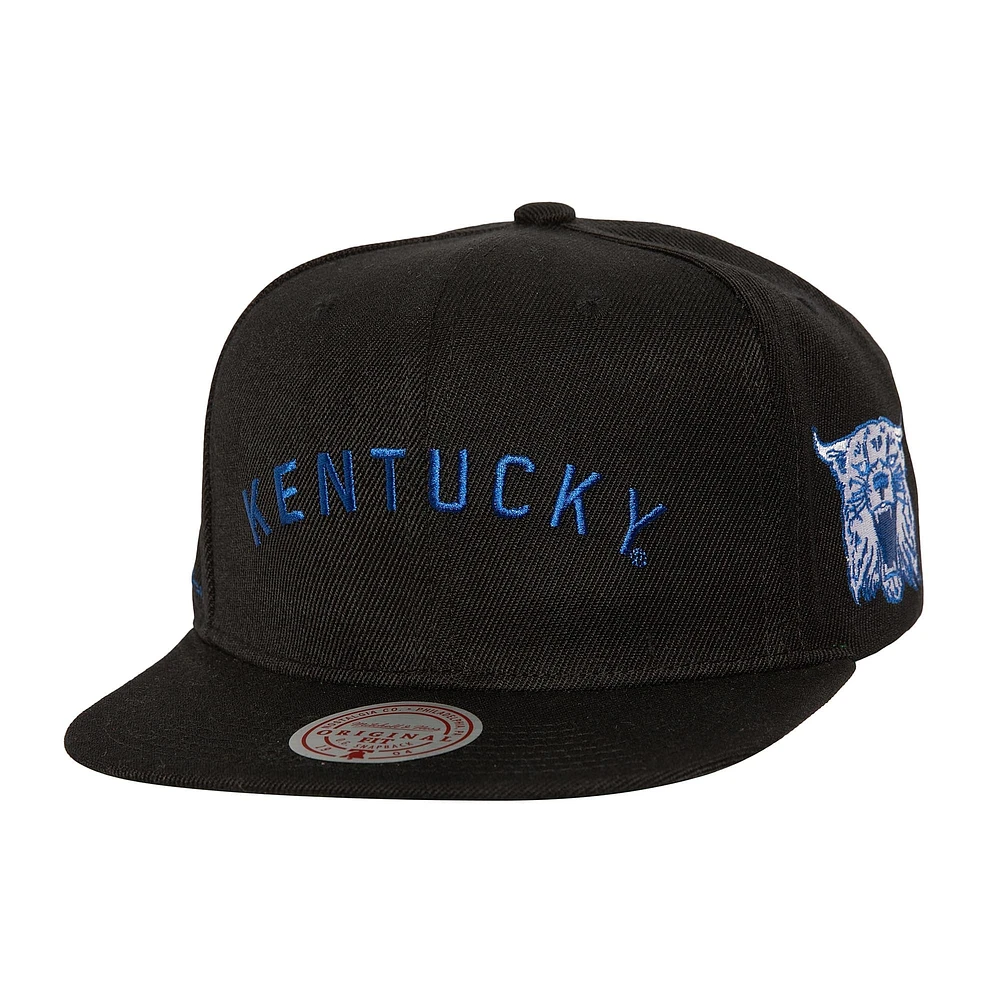 Casquette à visière noire à pression Triple Play des Kentucky Wildcats de Mitchell & Ness pour homme