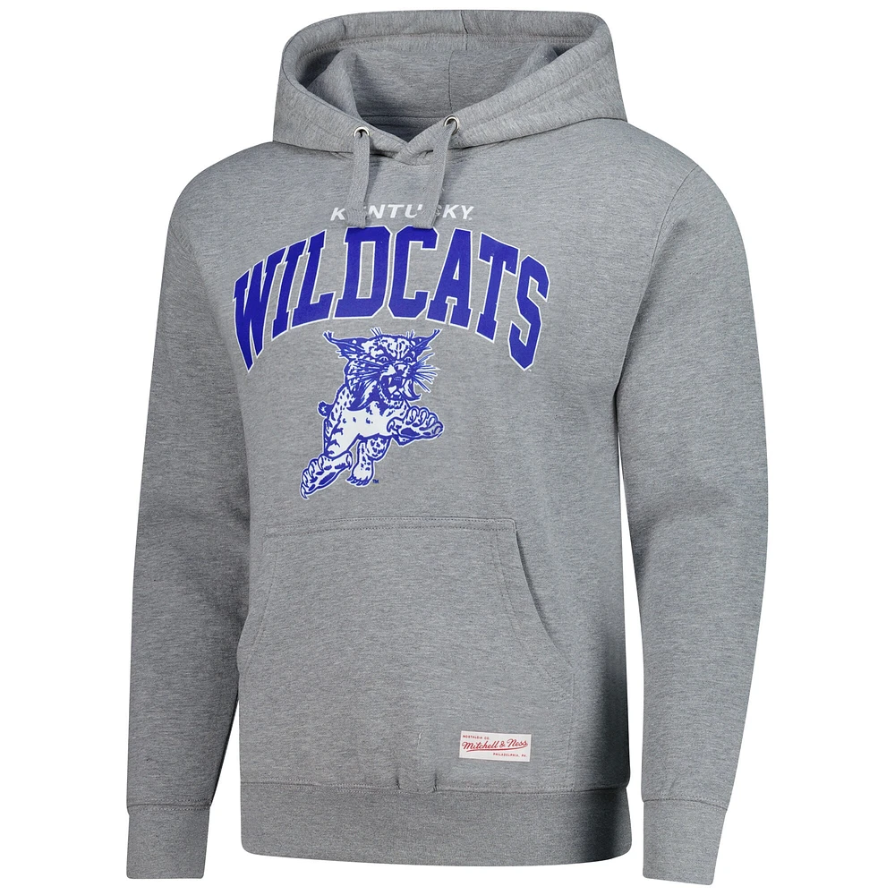 Men's Mitchell & Ness  Heather Gray Kentucky Wildcats Classic Arch Pullover Hoodie