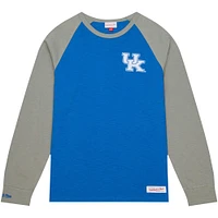 T-shirt à manches longues raglan légendaire flammé Mitchell & Ness Royal Kentucky Wildcats pour hommes