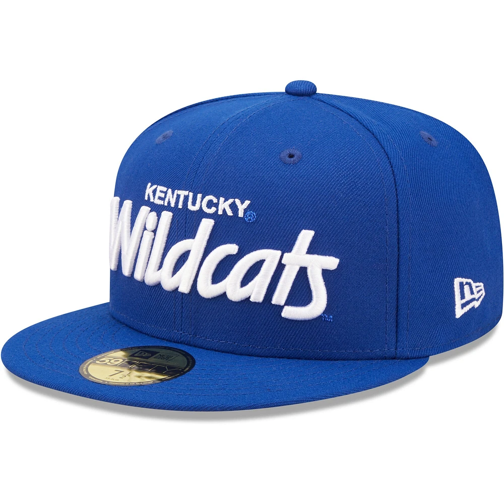 Casquette ajustée 59FIFTY pour homme des Kentucky Wildcats Script Original New Era bleue