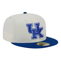 Casquette ajustée New Era 59FIFTY pour homme, couleur crème, Kentucky Wildcats, Chrome