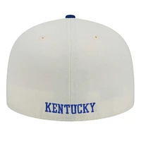 Men's New Era Cream Kentucky Wildcats Chrome 59FIFTY Fitted Hat