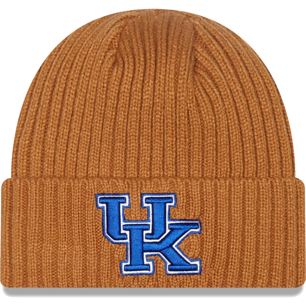 Bonnet en tricot à revers classique Kentucky Wildcats Core New Era pour homme, marron clair