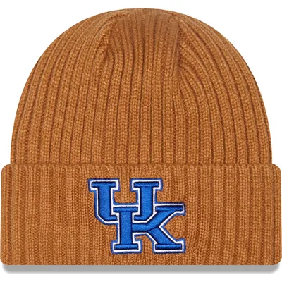 Bonnet en tricot à revers classique Kentucky Wildcats Core New Era pour homme, marron clair