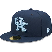 Men's New Era Navy Kentucky Wildcats Bright Undervisor 59FIFTY Fitted Hat