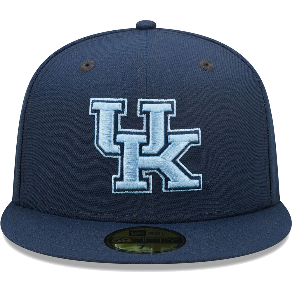 Men's New Era Navy Kentucky Wildcats Bright Undervisor 59FIFTY Fitted Hat