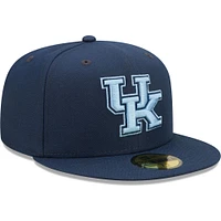 Men's New Era Navy Kentucky Wildcats Bright Undervisor 59FIFTY Fitted Hat