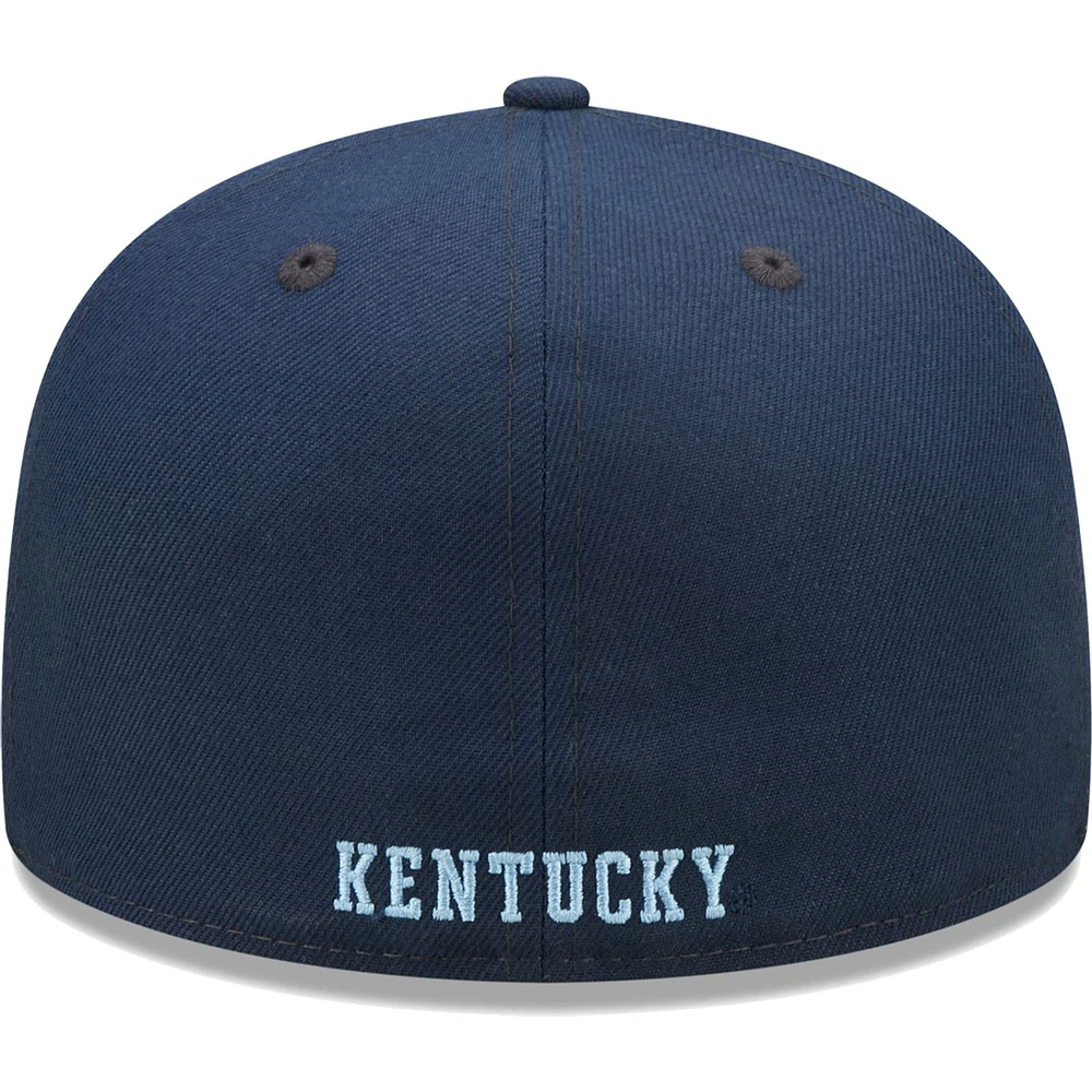 Men's New Era Navy Kentucky Wildcats Bright Undervisor 59FIFTY Fitted Hat