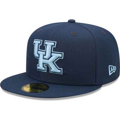 Men's New Era Navy Kentucky Wildcats Bright Undervisor 59FIFTY Fitted Hat