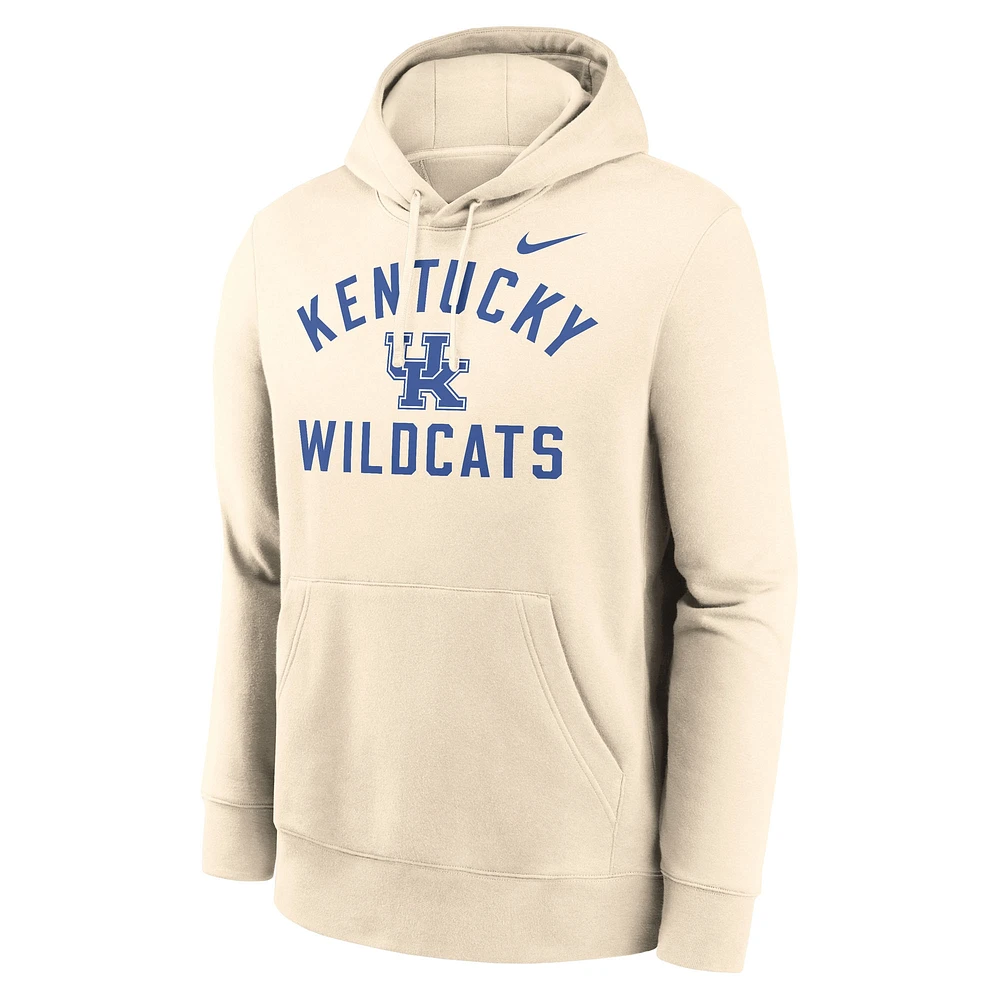 Men's Nike Cream Kentucky Wildcats Arch Logo Pullover Hoodie