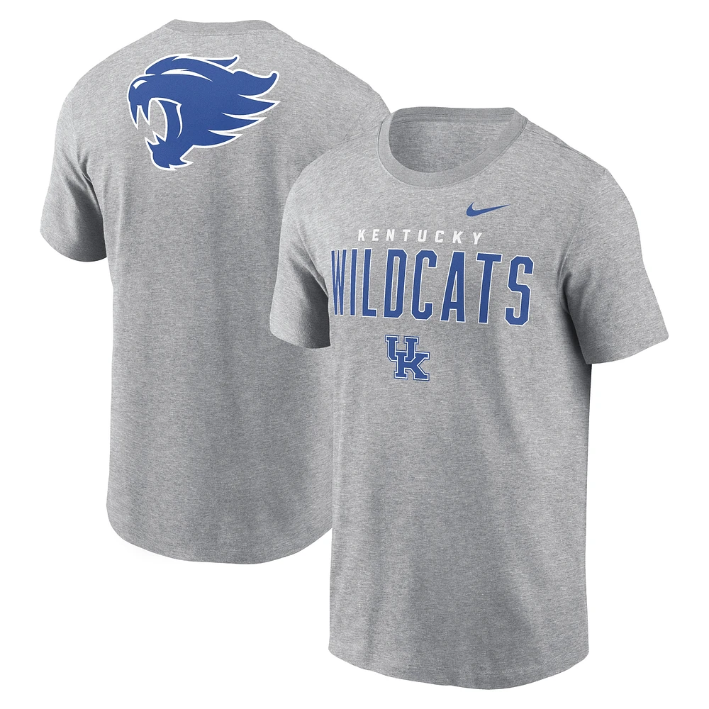 T-shirt Nike Heather Grey Kentucky Wildcats Campus 2-Hit Primary Mascot pour homme