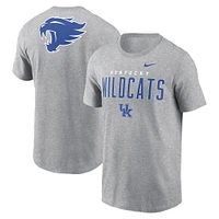 Men's Nike Heather Gray Kentucky Wildcats Campus 2-Hit Primary Mascot T-Shirt