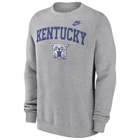 Men's Nike Heather Gray Kentucky Wildcats Legacy Classic Tackle Twill Embroidered Arch Over Logo Pullover Sweatshirt