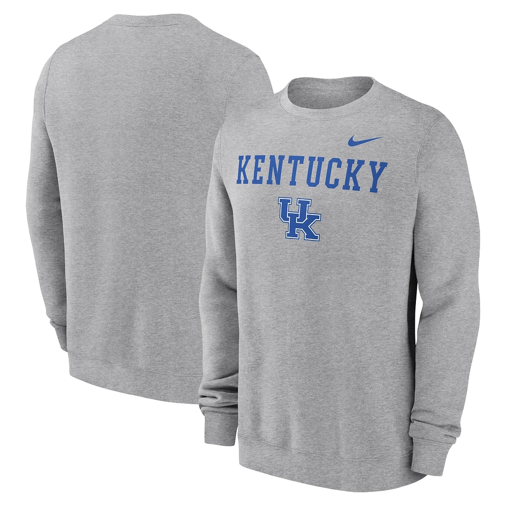 Sweat-shirt à enfiler Nike gris chiné Kentucky Wildcats Primetime Primary Stack pour homme