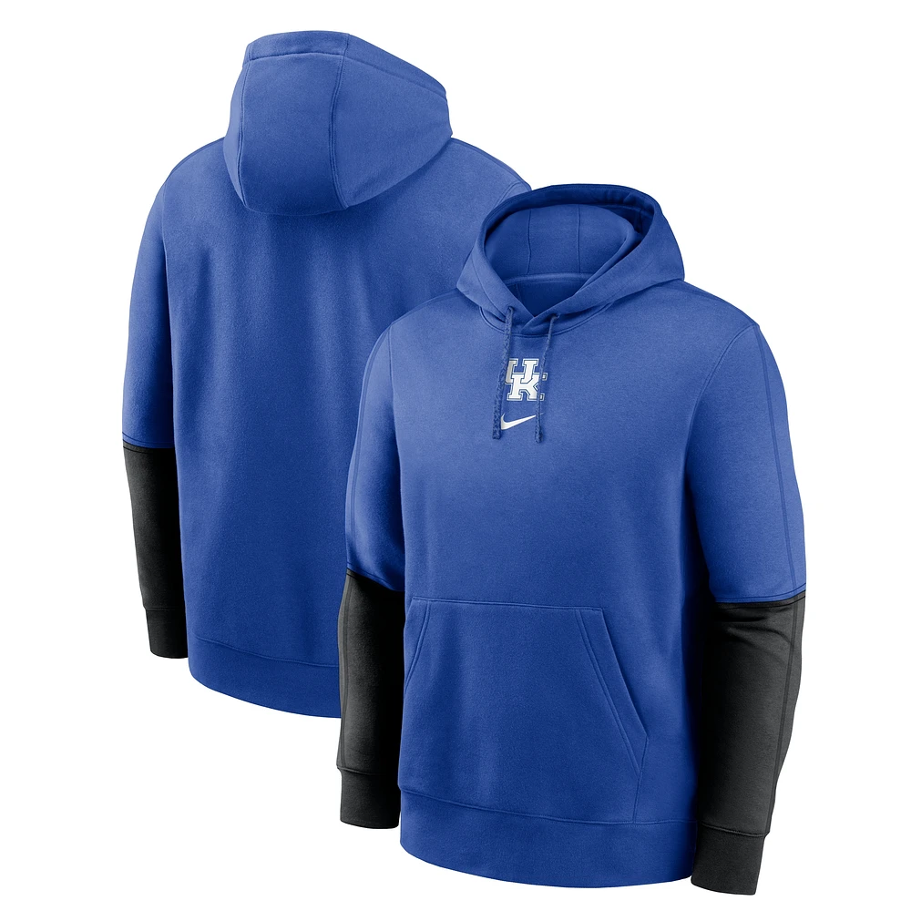 Men's Nike Anthracite/Royal Kentucky Wildcats 2024 Sideline Club Pullover Hoodie