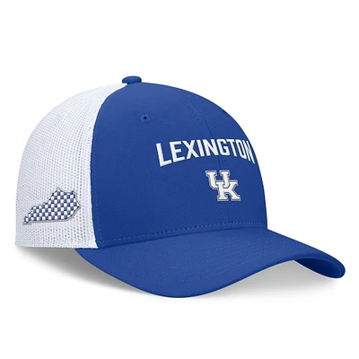 Casquette réglable Nike Royal/White Kentucky Wildcats Primetime Rise City Trucker pour homme