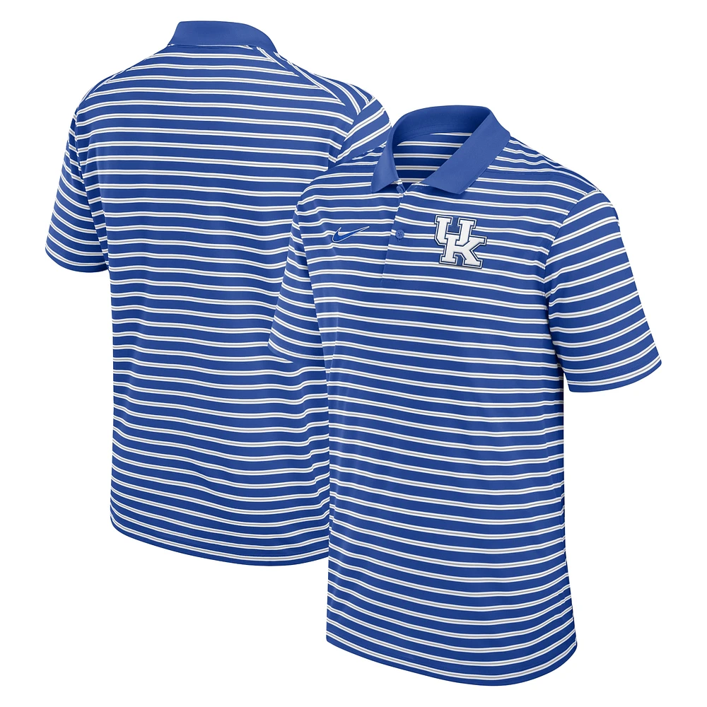 Polo de performance à rayures Nike Royal/Blanc Kentucky Wildcats Primetime Victory pour homme