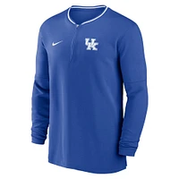 Men's Nike Royal Kentucky Wildcats 2024 Sideline Coach Performance Half-Zip Long Sleeve Top