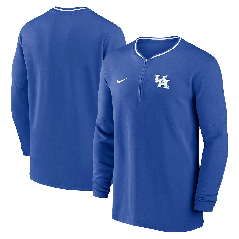 Haut à manches longues avec demi-zip Nike Royal Kentucky Wildcats 2024 Sideline Coach Performance pour homme