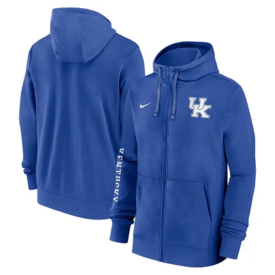 Sweat à capuche entièrement zippé Nike Royal Kentucky Wildcats 2024 Sideline pour homme